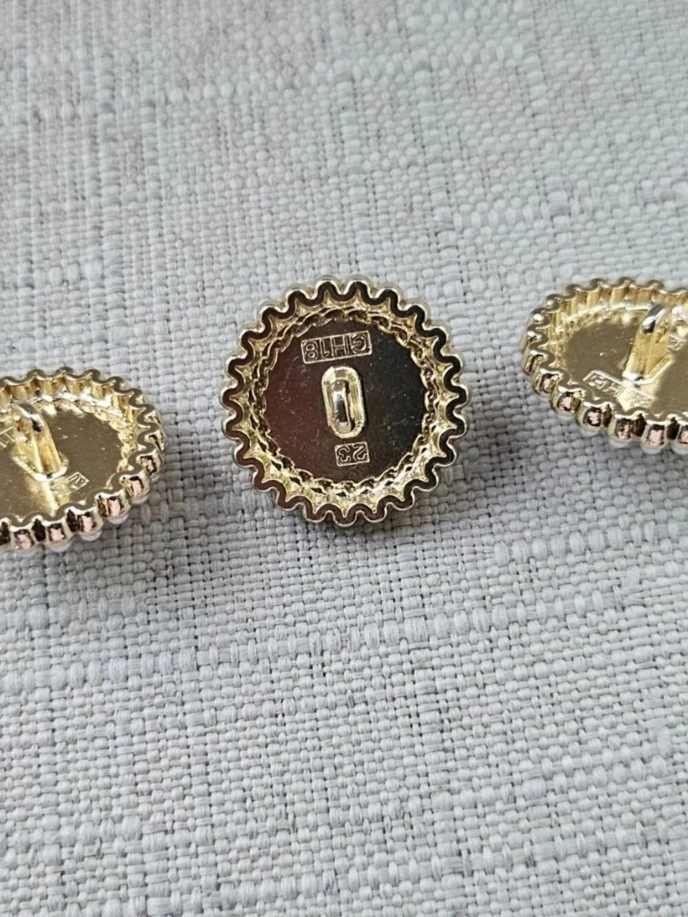 GH18 Sewing Button Faux Pearl Round Gold Tone fashion Jewelry Coat Button X3